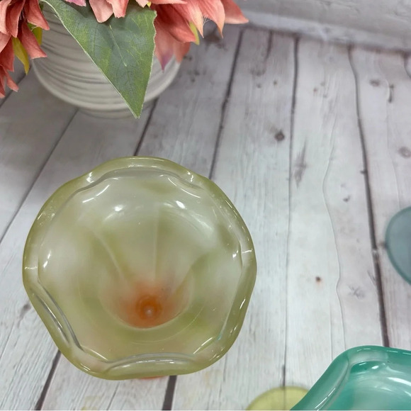 vintage Libby’s ka-dinks set of 3 frosted parfait tulip pastel sundae cups MCM - Picture 4 of 8